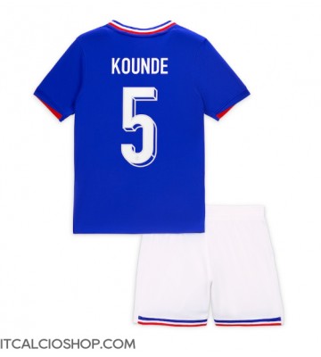 Francia Jules Kounde #5 Prima Maglia Bambino Europei 2024 Manica Corta (+ Pantaloni corti)